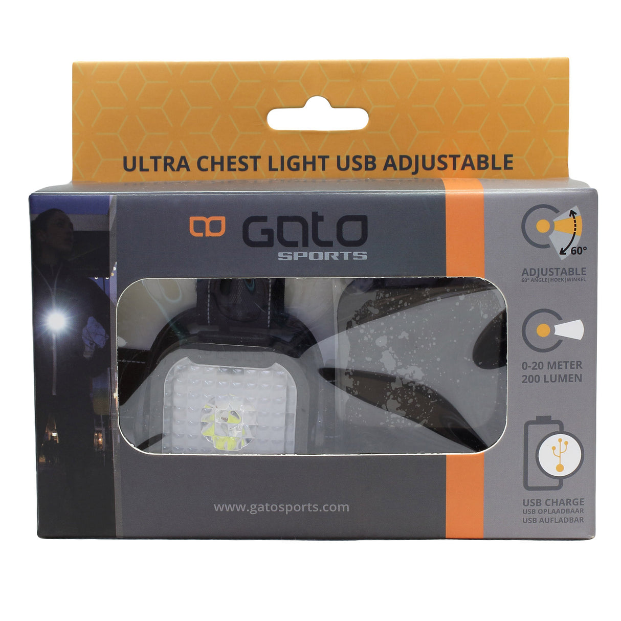 Outwet Ultra Chest Light USB Adjustable Black One Size