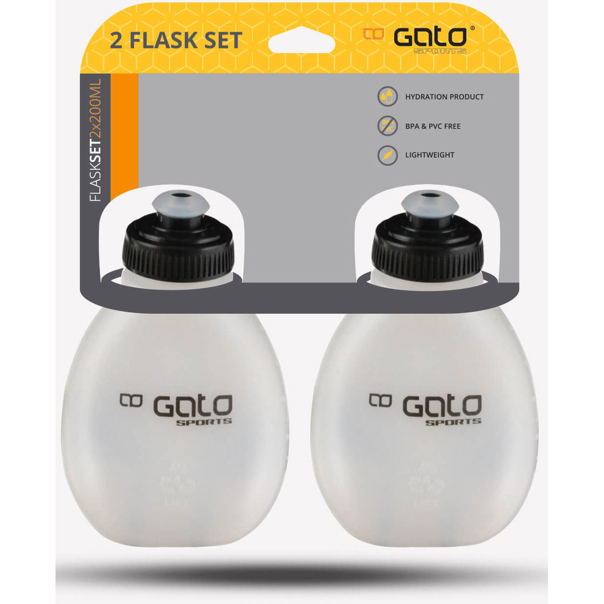 Outwet gato drinking bottles set 2 pieces 200ml black transparent