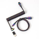 KeyChron Premium coiled Aviator Cable Rainbow Plated Blac