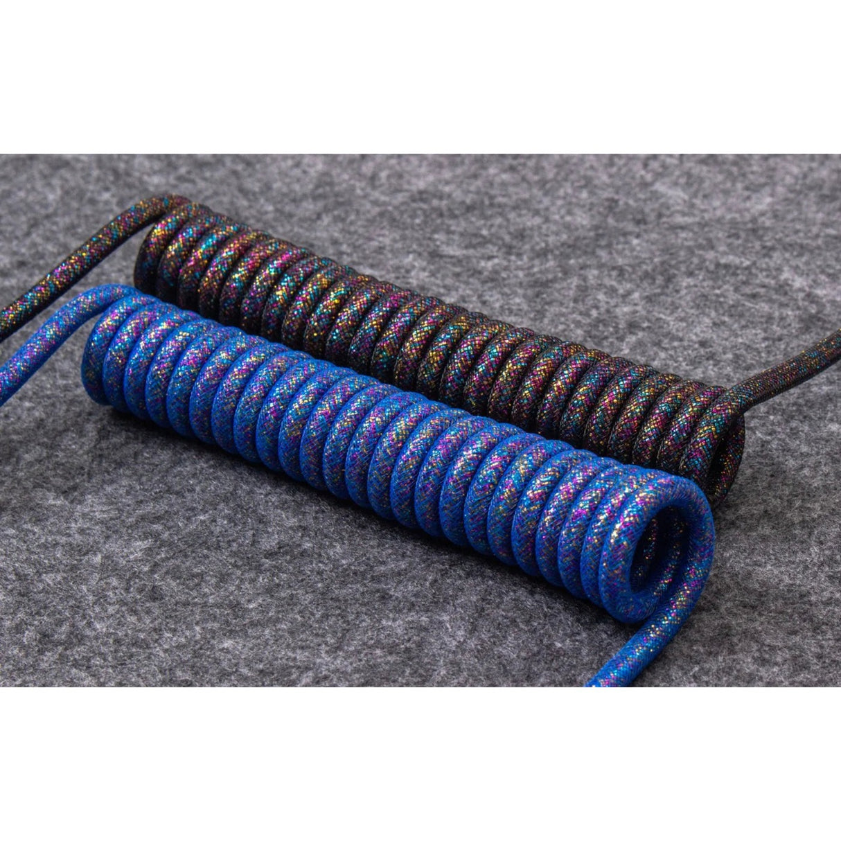 KeyChron Premium coiled Aviator Cable Rainbow Plated Blac