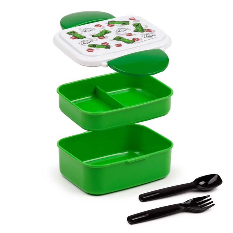 Minecraft creeper tnt clip bento box lunch box with cutlery