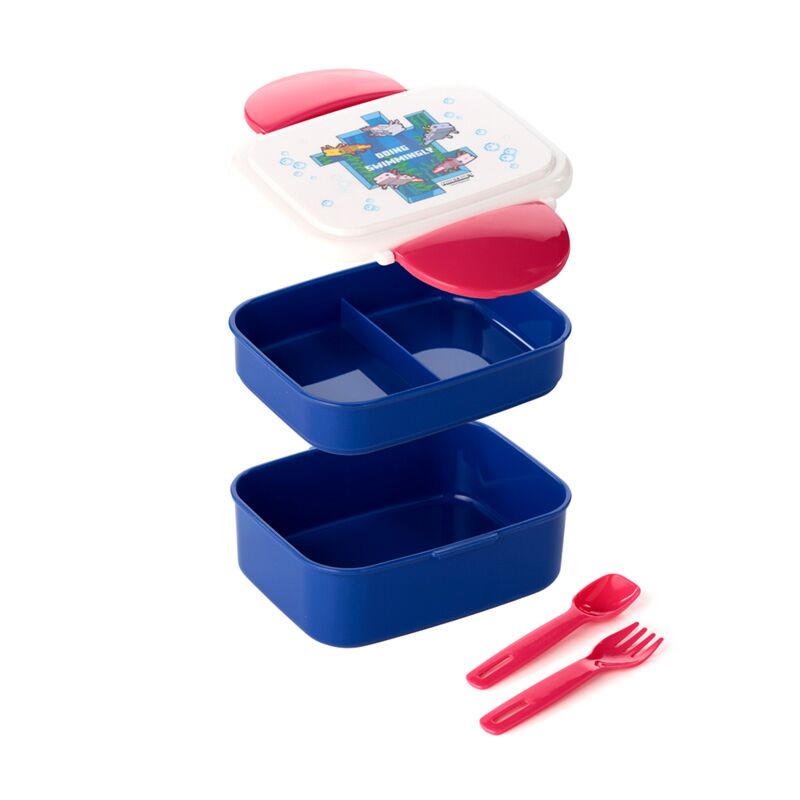 Minecraft axolotl clip bento box lunch box cutlery