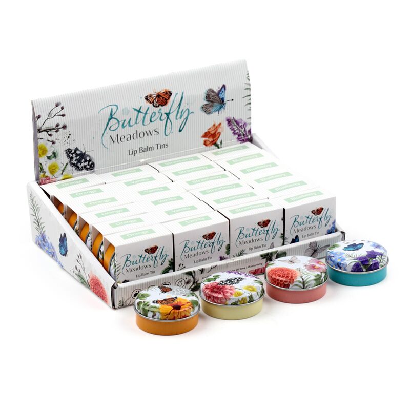 Butterfly meadows butterfly lip balm in a can