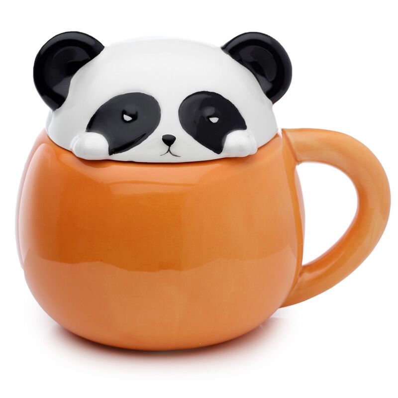 Adoramals panda lid formed ceramic mug