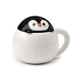 Huddle penguin lid shaped ceramic mug