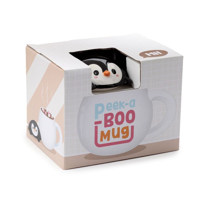 Huddle penguin lid shaped ceramic mug