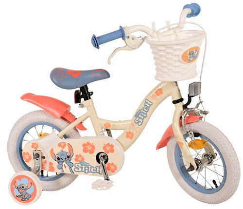 Disney Stitch Children's Bike - Girls - 12 Inch - Cream Coral Blue
