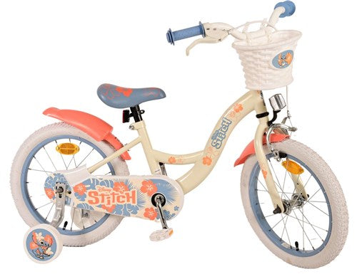 Disney Stitch Children's Bicycle - Girls - 16 Inch - Cream Coral Blue