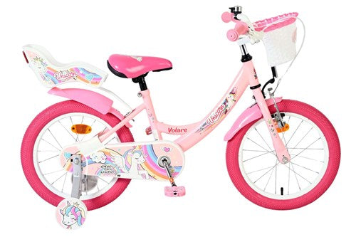 Volare Einhorn Kinderfahrrad - Mädchen - 16 Zoll - Rosa