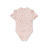 Leopardo | Traje de baño UV de chicas beige con mangas cortas