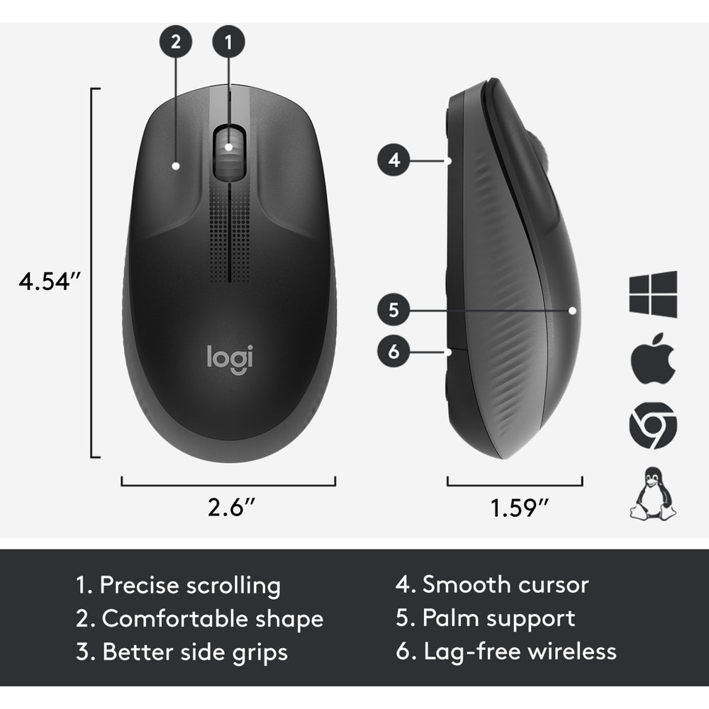 Logitech M190 Mouse wireless a grandezza naturale