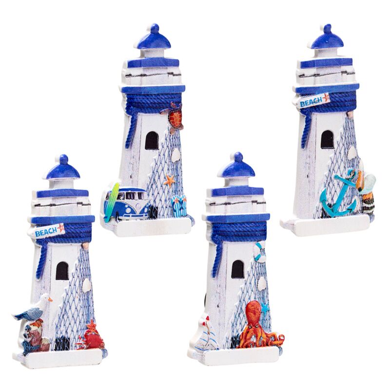 Blue lighthouse 3D sea beach souvenir magnet