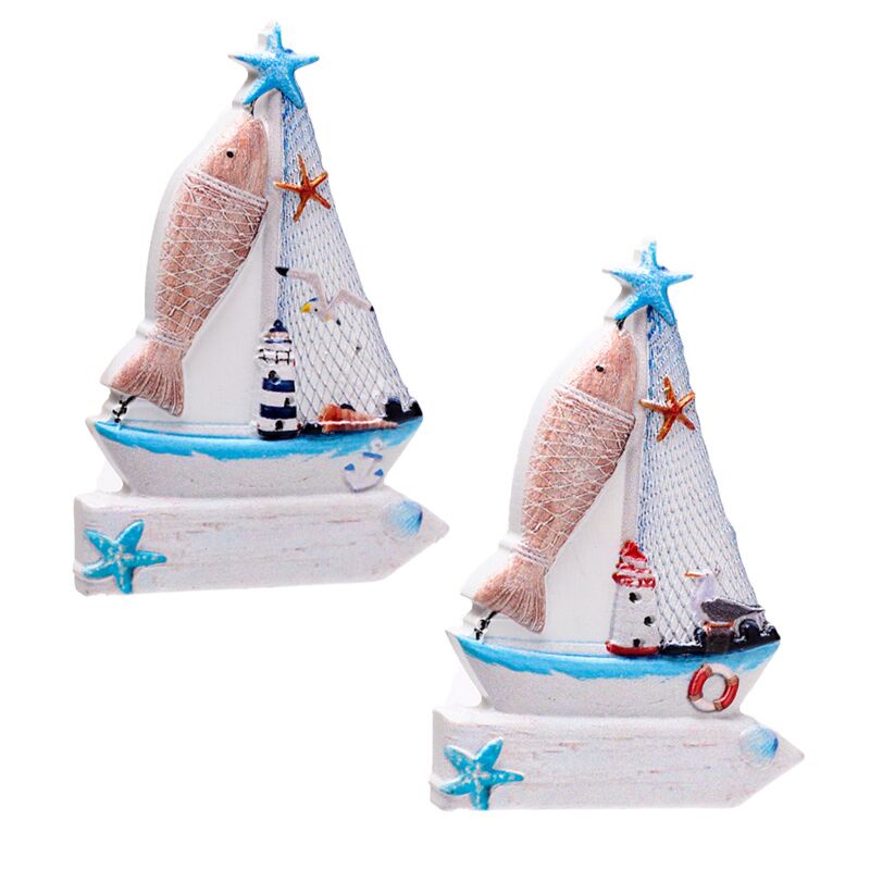 Segelboat Fësch 3D Mier Beach Souvenir Magnéit