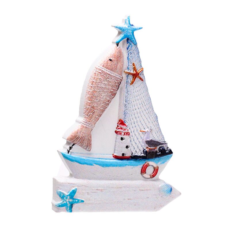 Segelboat Fësch 3D Mier Beach Souvenir Magnéit