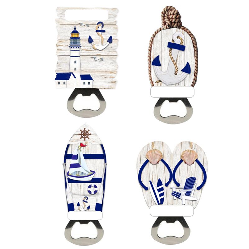 Beach Souvenir Magnet bottle opener blue white
