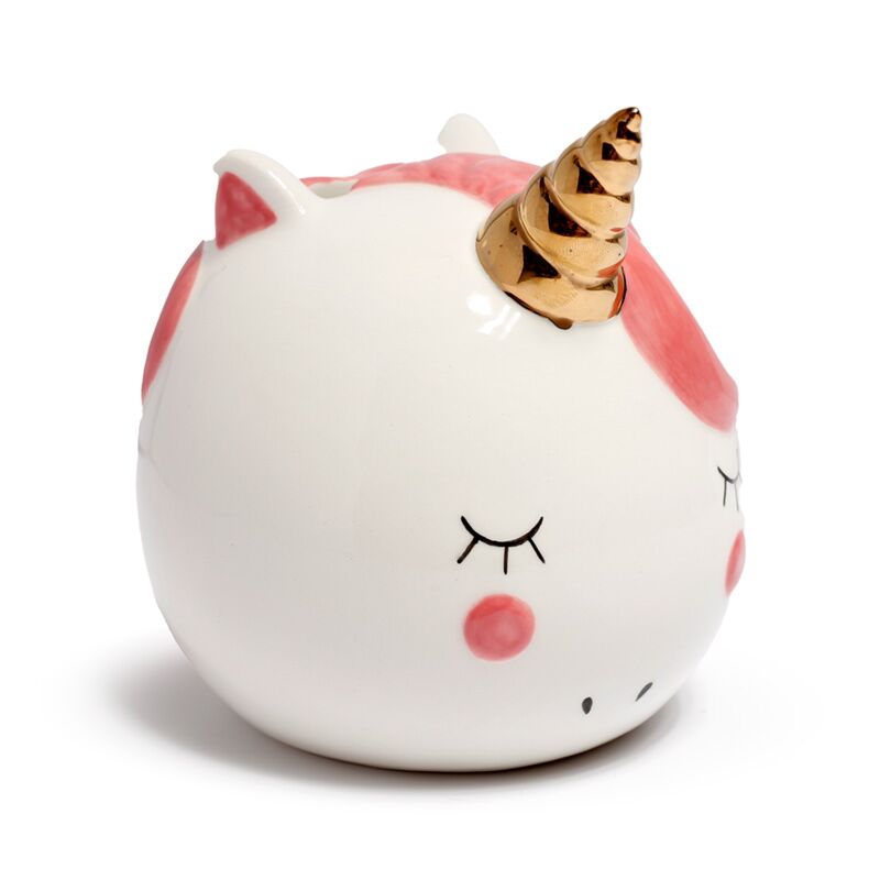 Banque de piggy blanche de la licorne arc-en-ciel enchantée