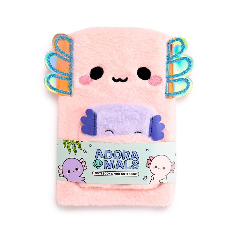 Adoramals maddie the axolotl plush notebook pouch