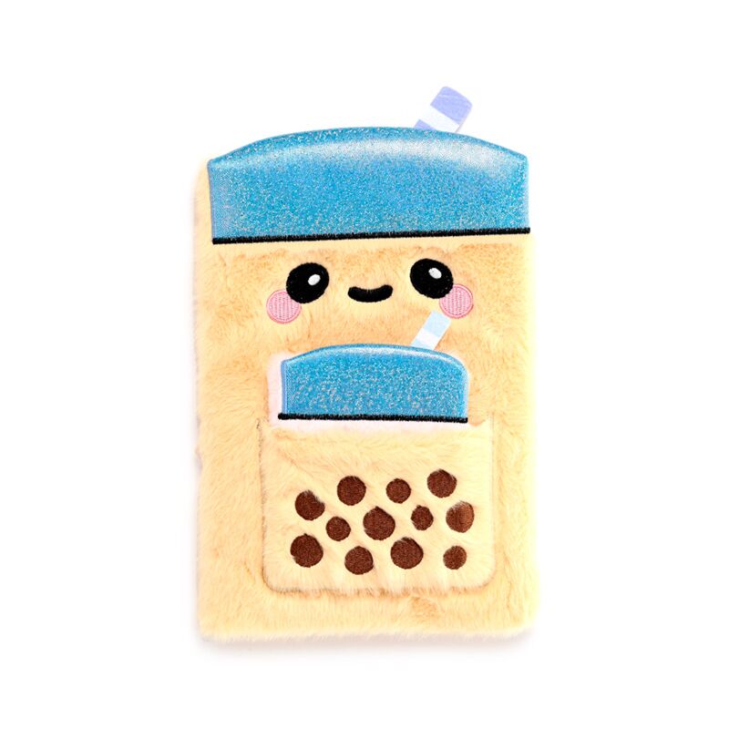 Foodiemals bubble tea plush notebook pouch