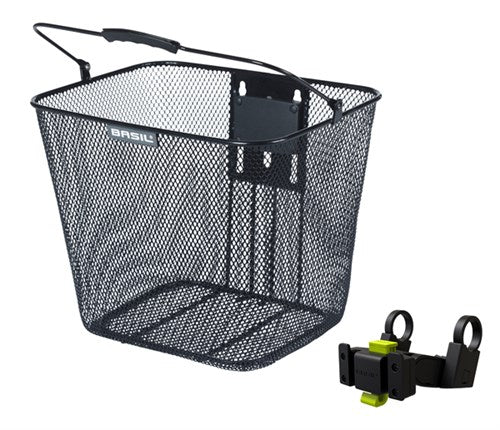 Basil Bicycle basket Bilbao KF Fixing Including Sterior Bend holder 26 x 22 x 27 cm - Black