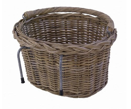 Basil Pit Wicker Steering Basket Round Medium flat gray