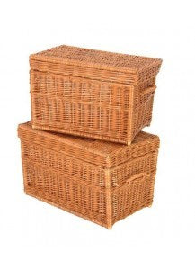 Wicker bakers' basket m lid 40cm