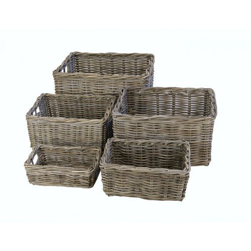 Dr. Wicker v-aged basket 40x30x20 pit gray