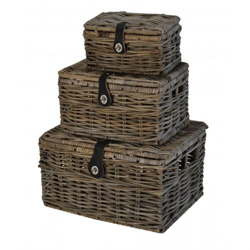 Dr. Wicker V-Ag Basket S med lokk 25x17x13 grå