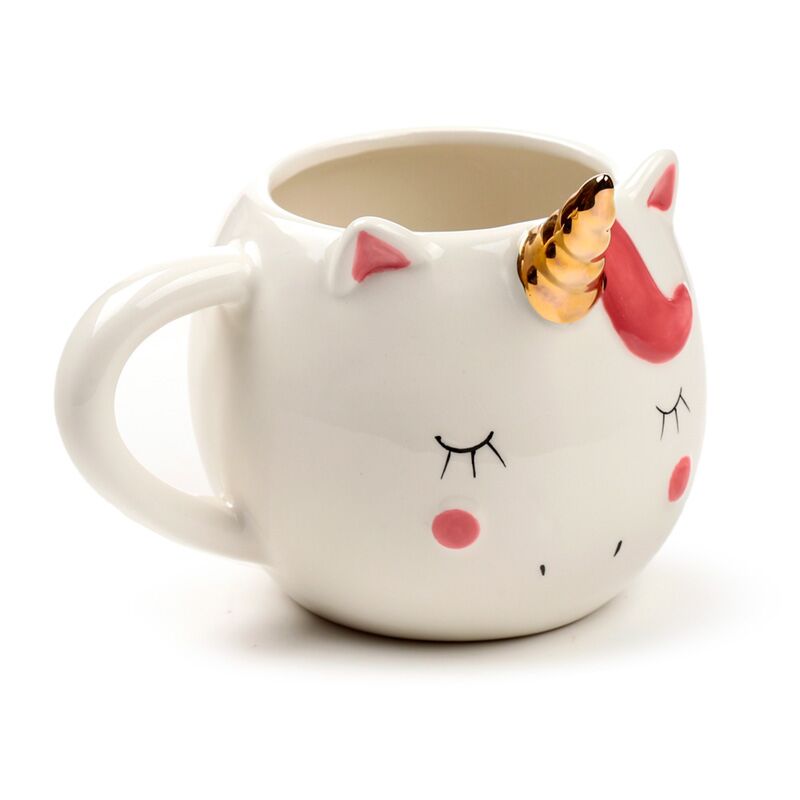 White Enchanted Rainbow Unicorn Shaped Mug