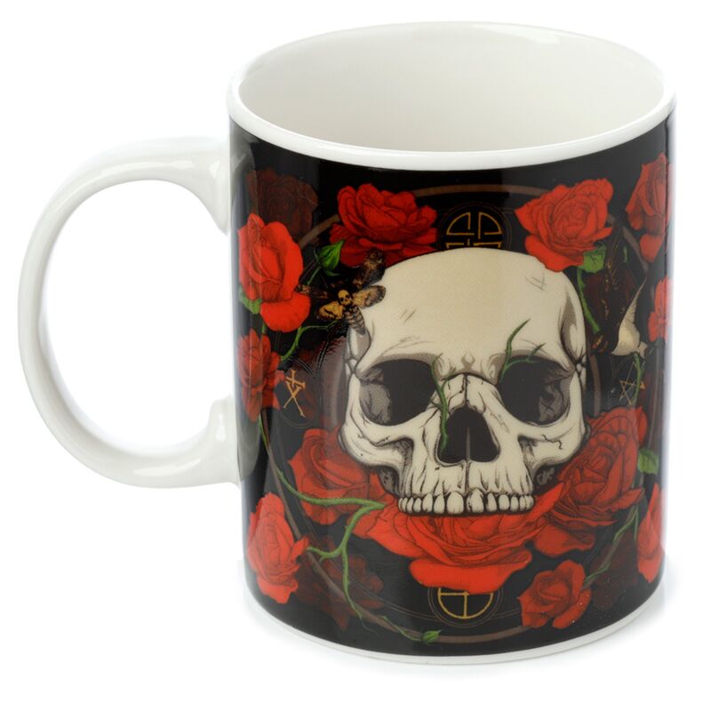 Tazza di porcellana delle rose del cranio