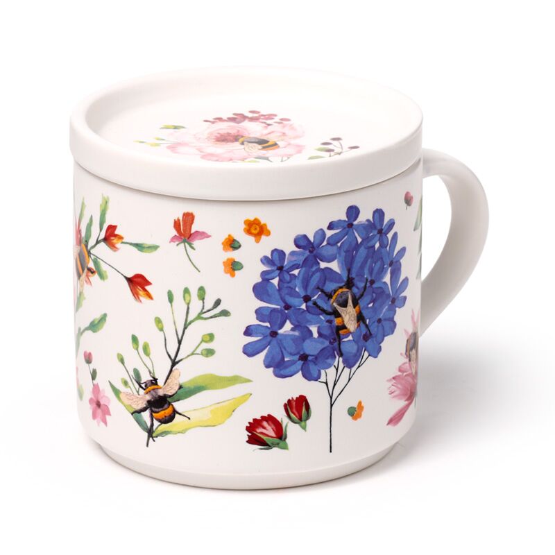 Nectar meadows porcelain mug with coaster cover set