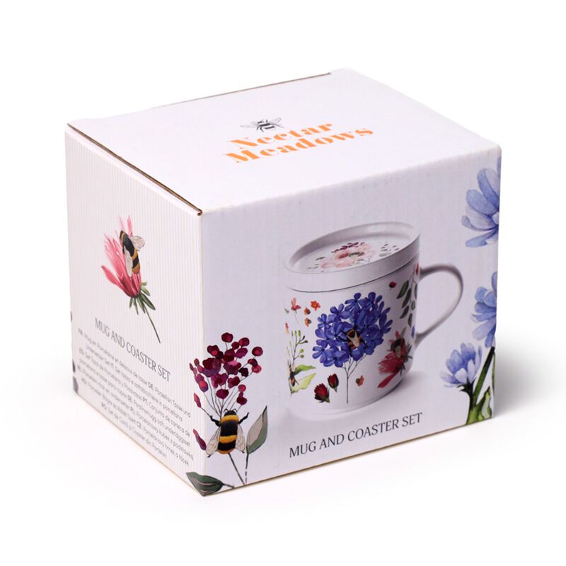 Nectar meadows porcelain mug with coaster cover set