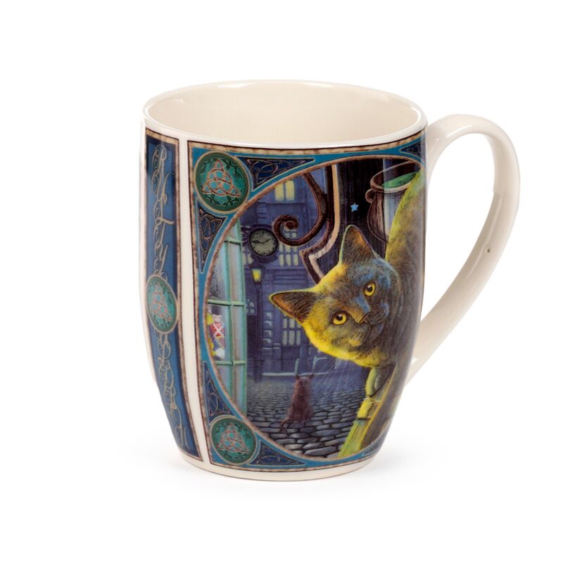Lisa parker rusty cauldron cat porcelain mug