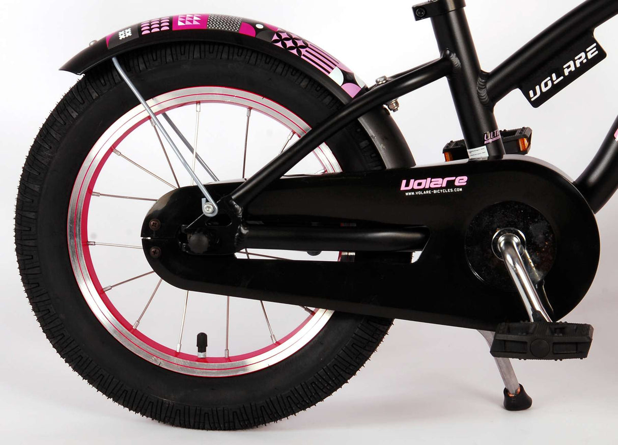 Volare Miracle Children's Bicycle - Girls - 14 Inch - Matt Black - Prime Collection