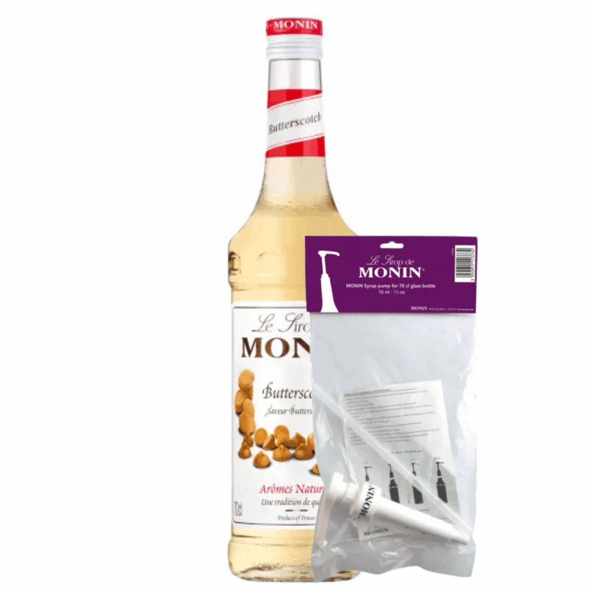 Monin syrup butterscotch (70 cl) + syrup pump (10ml)