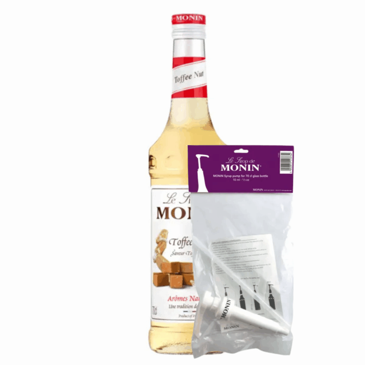 Monin sirup toffee nød (70 cl) + sirup pumpe (10 ml)