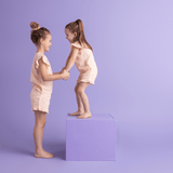 Sunset Grid | Set di ragazze bianche arancioni Muslin