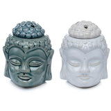 Crackle glaze ceramic Thai Buddha head incense burner with lid
