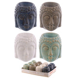 Crackle glaze ceramic Buddha head incense burner - small