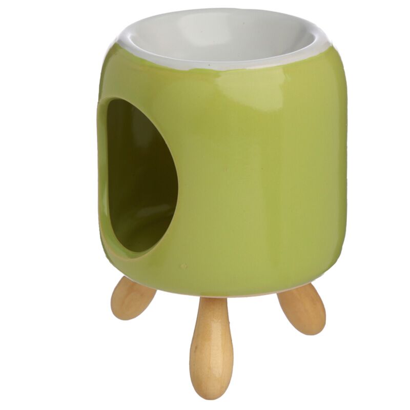 Cylindrical ceramic fragrance burner with base