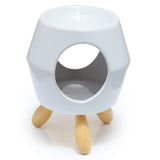 White abstract ceramic scent burner with foot
