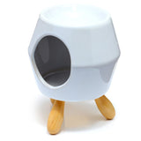 White abstract ceramic scent burner with foot