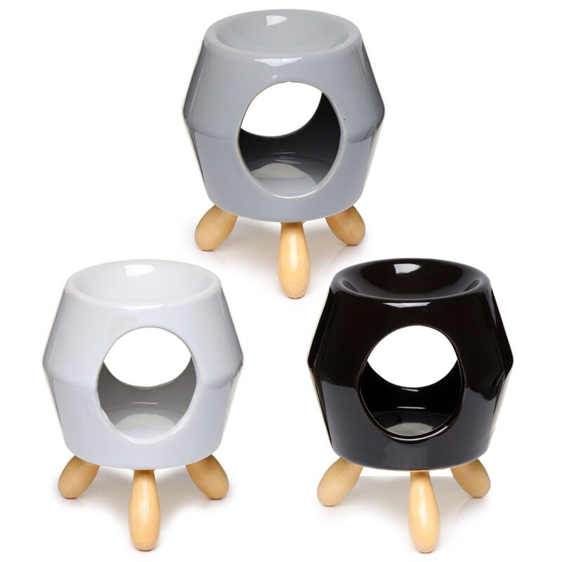 Abstract white ceramic scent burner with foot