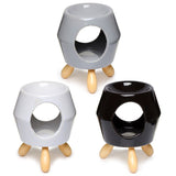 Abstract white ceramic scent burner with foot