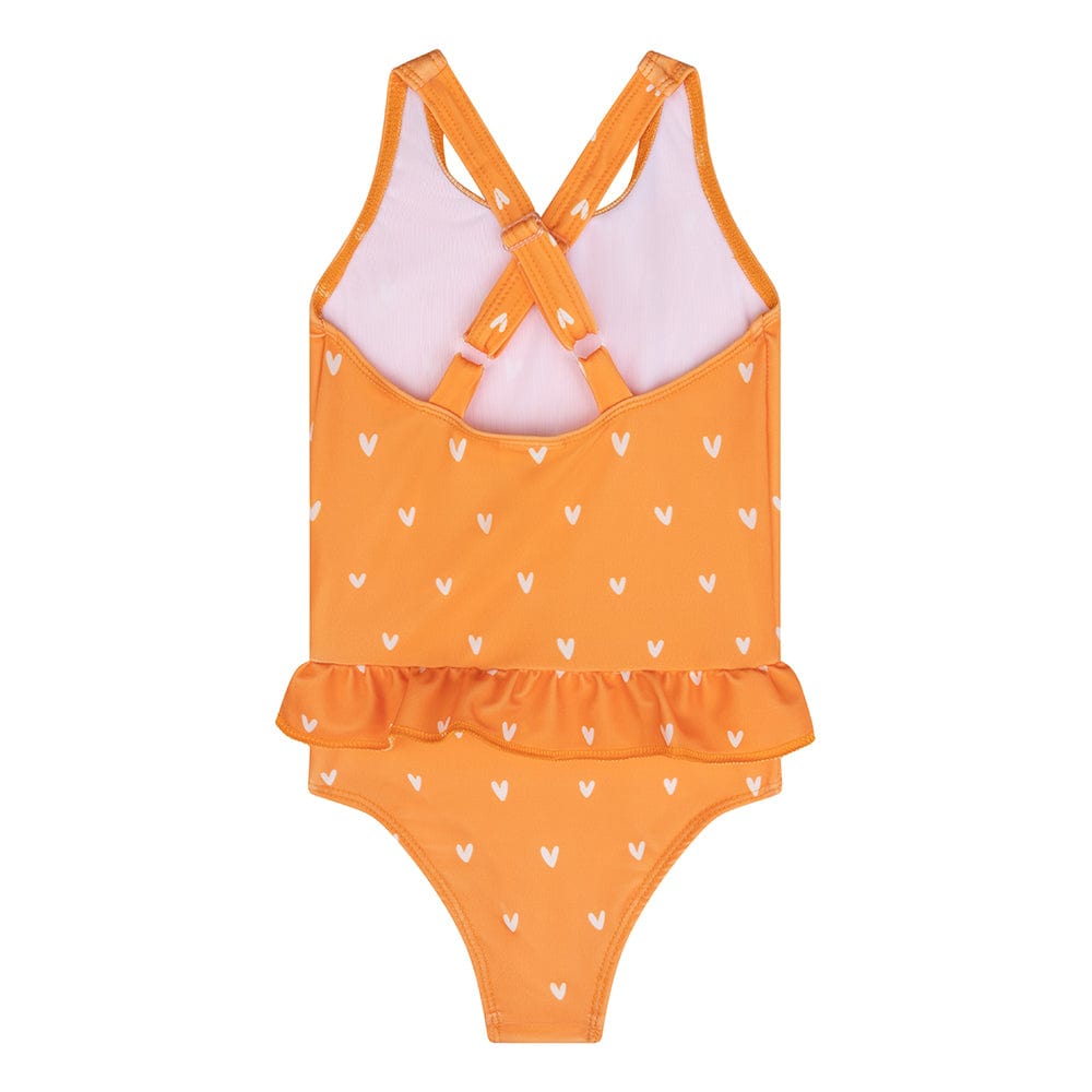 Orangefarbener Kuss | Orangefarbene Mädchen UV Badeanzug