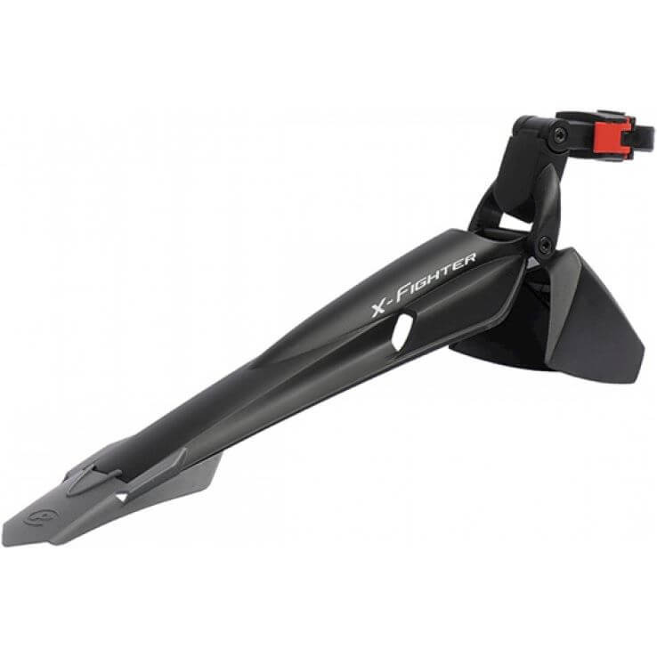 Polisport fender behind X-Fighter, black. Assembly on seat post.