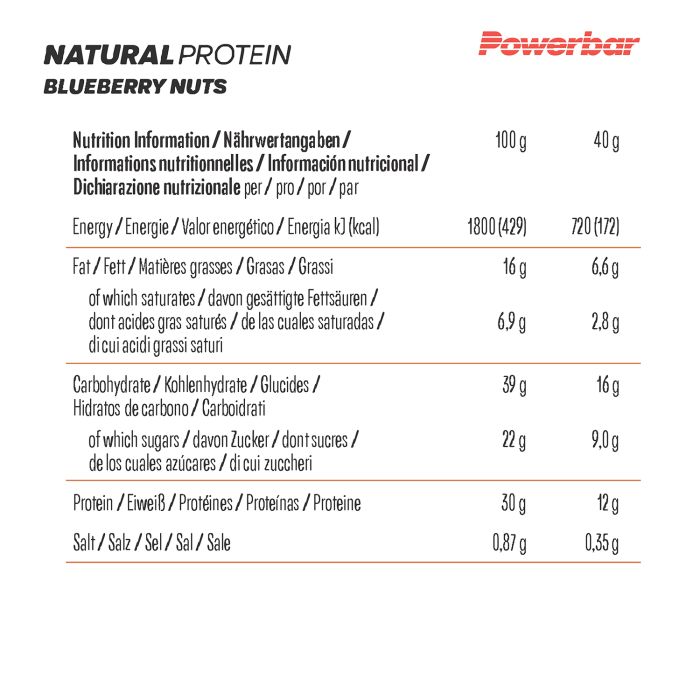 Powerbar natural protein (18 x 40gr) - blueberry nuts