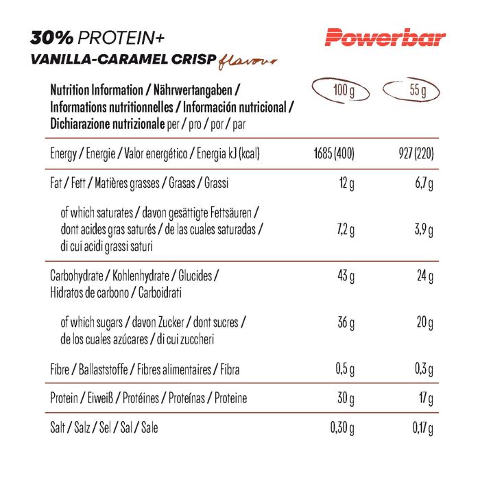 Powerbar 30% protein+ (15 x 55gr) - caramel-vanilla crisp