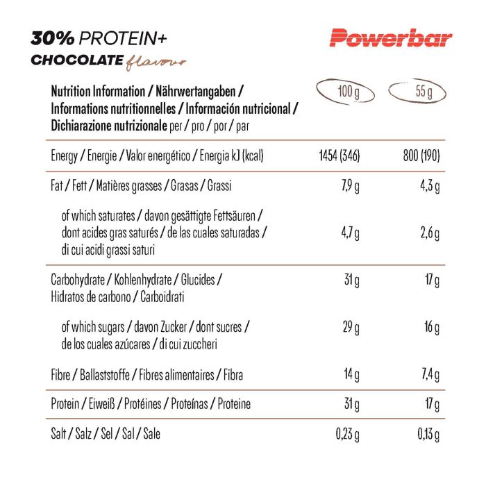 Powerbar 30% protein+ (15 x 55gr) - chocolate