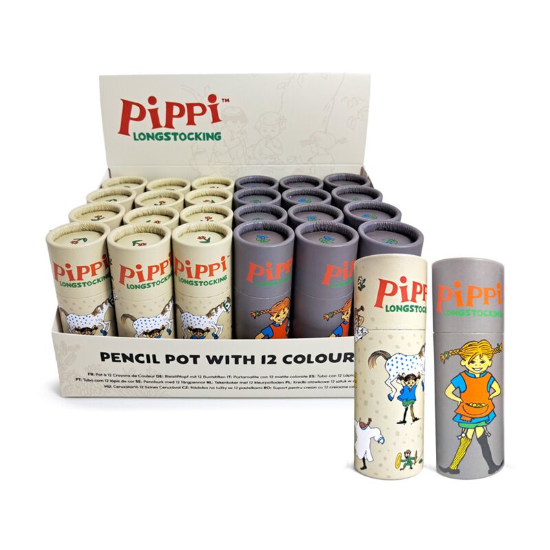 Pippi Longstocking Zeichenrohr 12 farbige Stifte