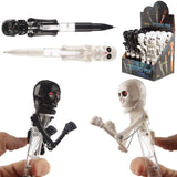 Boxende schedel plastic pen - zwart